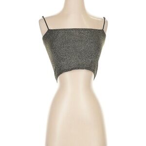 Anthropologie Shimmery Black Metallic Crop Cami NWT